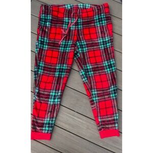 Joyspun Red Plaid Fleece Pajama Pants Joggers Plus Size 3X 22W-24W Holiday Sleep